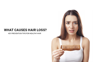 Concerned woman holding a comb with hair, questioning causes of hair loss and seeking prevention tips at fragrancedealz.com