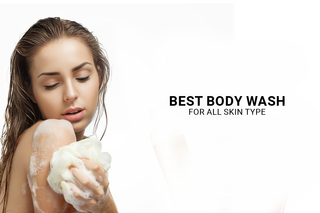 Woman applying foamy body wash, showcasing skincare routine for all skin types.