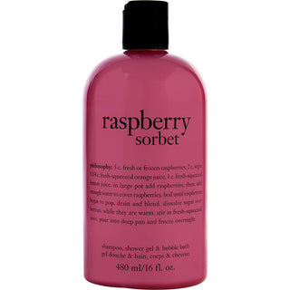 Philosophy Raspberry Sorbet Shampoo, Bath & Shower Gel, 16 oz, sweet raspberry-scented cleansing gel.