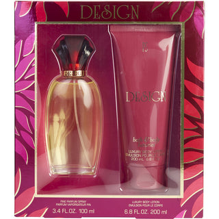 Design 2pc Set with a 3.4 oz Eau de Parfum Spray and 6.8 oz Body Lotion in an elegant packaging.