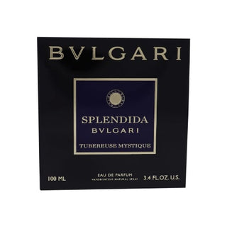 Bvlgari Splendida Tubereuse Mystique Perfume box, housing an enchanting combination of vanilla and sandalwood, suitable for wearing in any weather, on Fragrancedealz.com