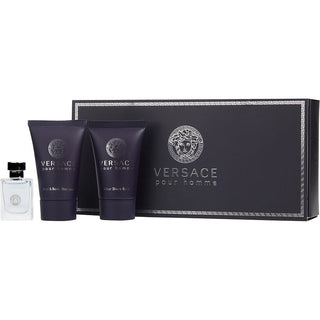 VERSACE POUR HOMME by Gianni Versace - EDT 0.17 OZ MINI & AFTERSHAVE BALM 0.8 OZ & HAIR AND BODY SHAMPOO 0.8 OZ