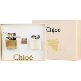 Chloe Eau de Parfum Set with 2.5oz Spray, 3.4oz Body Lotion, and 0.17oz Mini available at fragrancedealz.com.