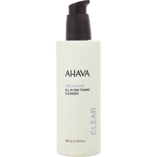 Ahava Time To Clear All In One Toning Cleanser 8.5oz bottle with a clean, modern design.