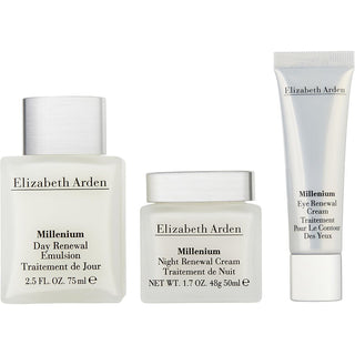 Elizabeth Arden Millenium Set: Day Renewal Emulsion, Night Renewal Cream, and Eye Renewal Cream, 3pcs. Buy now at fragrancedealz.com.