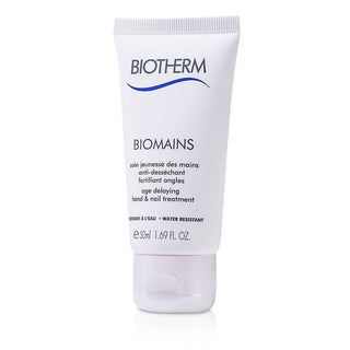 Biotherm Hand Cream Biomains Age Delaying Hand & Nail Treatment Water Resistant 1.69oz - Advanced hand cream with SPF for youthful, soft hands.