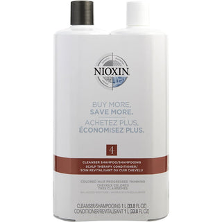 Nioxin System 4 Scalp Therapy Conditioner and Cleanser Shampoo for Colored Hair with Progressed Thinning Liter Duo.