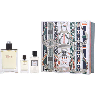  Terre d'Hermes EDT Spray 3.3 OZ & Aftershave Balm 1.35 OZ & EDT Spray 0.42 OZ Mini - fragrancedealz.com