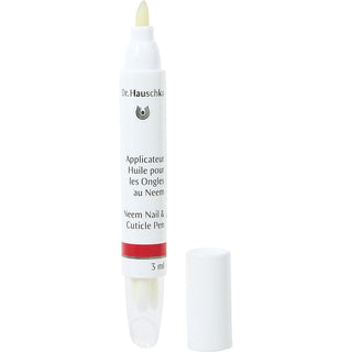 Dr. Hauschka Neem Nail & Cuticle Pen 0.1oz with neem leaves.