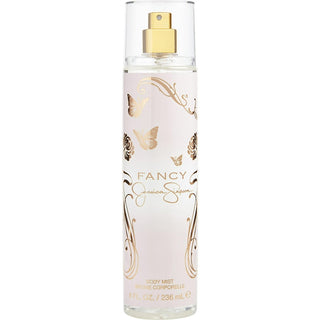 Fancy Love Body Mist 8 oz bottle with floral and amber notes, ideal for a light, romantic fragrance.