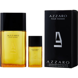 Azzaro Pour Homme EDT set with 6.8oz spray and 1oz travel-size spray.