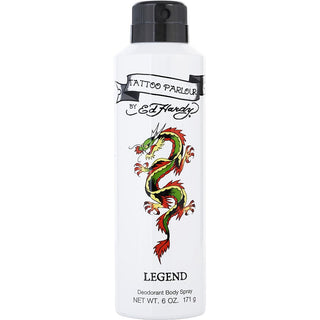 Ed Hardy Tattoo Parlour Legend Deodorant Body Spray 6oz in a bold and edgy bottle.