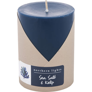 SEA SALT & KELP by Northern Lights - ONE 3x4 inch PILLAR CANDLE.  BURNS APPROX.