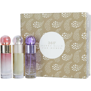 Perry Ellis 360 Variety Set PERRY ELLIS 360 EDT & PERRY ELLIS 360 CORAL EAU DE PARFUM & PERRY ELLIS 360 PURPLE EAU DE PARFUM ALL ARE SPRAY 1 OZ on fragrancedealz.com.