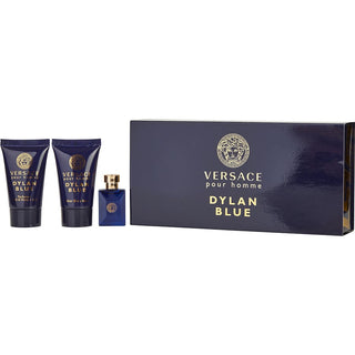 VERSACE DYLAN BLUE by Gianni Versace - EDT 0.17 OZ MINI & SHOWER GEL 0.8 OZ & AFTERSHAVE BALM 0.8 OZ