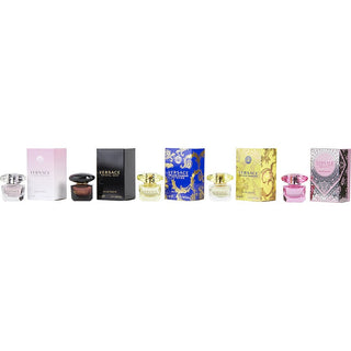 VERSACE VARIETY by Gianni Versace - 5 PIECE WOMENS MINI VARIETY WITH CRYSTAL NOIR EDT & BRIGHT CRYSTAL EDT & YELLOW DIAMOND EDT & YELLOW DIAMOND INTENSE EDP & BRIGHT CRYSTAL ABSOLU EDP AND ALL ARE 0.17 OZ MINIS