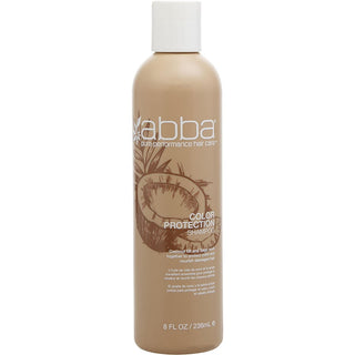 Abba Color Protection Shampoo 8oz bottle with new packaging, featuring coconut oil and sage.