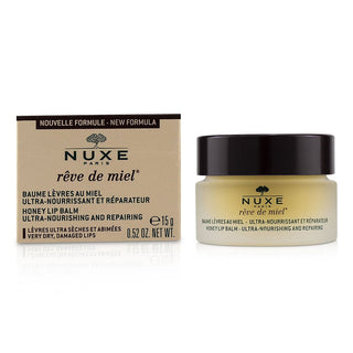 Nuxe Reve De Miel Ultra-Nourishing & Repairing Honey Lip Balm 15g/0.52 oz jar with honey, propolis, and precious oils. Available at fragrancedealz.com