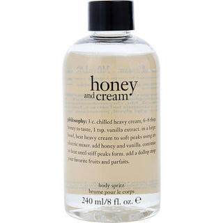 Philosophy Honey & Cream Body Spritz, 8 oz, sweet and warm honey and cream-scented body spray without pump.