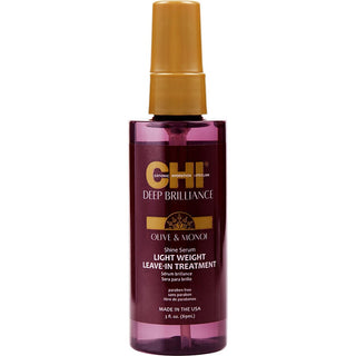 Chi Deep Brilliance Olive & Monoi Shine Serum Lightweight Leave-In Treatment 3oz bottle available at fragrancedealz.com.