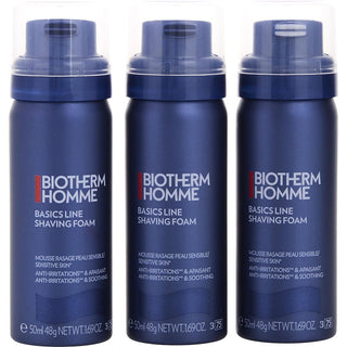 Biotherm Sensitive Skin Shaving Foam Sensitive Skin Travel Trio 1.7oz 3 pcs - Gentle shaving foam for sensitive skin, providing a close, irritation-free shave.