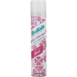 Batiste Dry Shampoo Blush 6.73oz spray can with floral design.