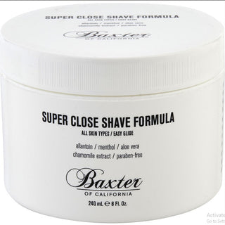 Baxter of California Super Close Shave Formula 8.1oz tube with soothing formula.