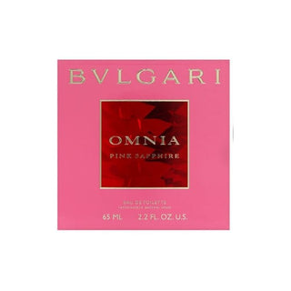 Omnia Pink Sapphire Perfume box, housing a sparkling mix of pink pomelo and frangipani, suitable for wearing in any weather, on Fragrancedealz.com