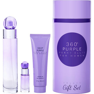 PERRY ELLIS 360 PURPLE by Perry Ellis - EAU DE PARFUM SPRAY 3.4 OZ & SHOWER GEL 3 OZ & EAU DE PARFUM SPRAY 0.25 OZ MINI