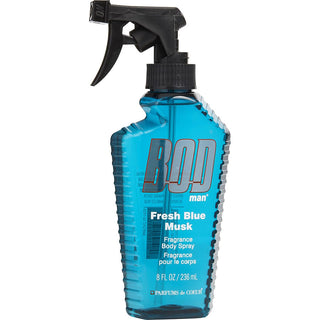 Bod Man Fresh Blue Musk Fragrance Body Spray, 8oz bottle with sleek, modern design. Available at fragrancedealz.com.