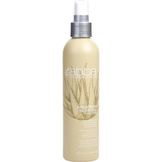 Abba Preserving Blow Dry Spray 8oz bottle with new packaging, featuring avocado oil and quinoa.