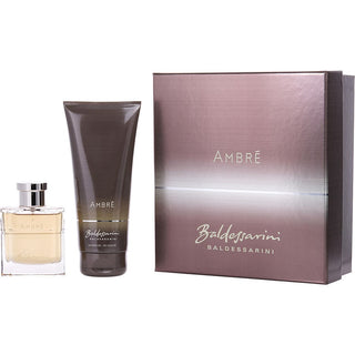 Baldessarini Ambre EDT Spray and Shower Gel set with elegant packaging.