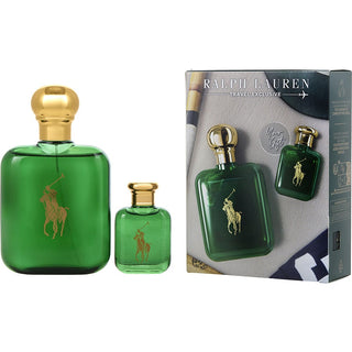 Two bottles of Polo EDT Spray, one 4 oz and one 0.5 oz.