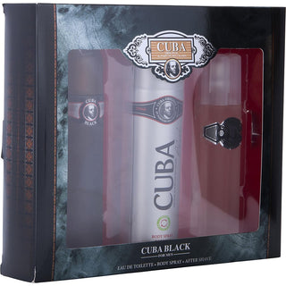 CUBA BLACK by Cuba - EDT SPRAY 3.3 OZ & AFTERSHAVE SPRAY 3.3 OZ & BODY SPRAY 6.6 OZ