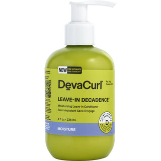 DevaCurl Decadence Ultra Moisturizing Leave-In Conditioner 8 oz bottle with sleek, green design.