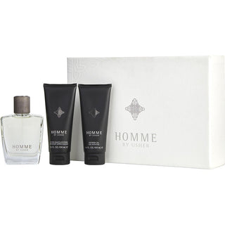 Usher Homme EDT SPRAY, AFTERSHAVE SOOTHER, and SHOWER GEL set from fragrancedealz.com