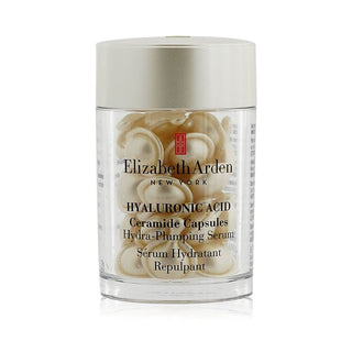 Elizabeth Arden Ceramide Hyaluronic Acid Capsules Hydra-Plumping Serum, 30 capsules jar. Buy now at fragrancedealz.com.