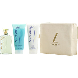 Eau De Lancaster Set with EDT Spray, Body Milk, Shower Gel, and a stylish tote.