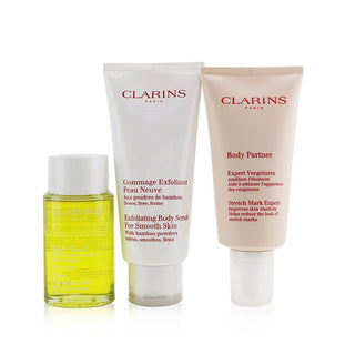 Clarins by Clarins - A Beautiful Pregnancy Set: Body Partner 175ml+ Exfoliating Body Scrub 200ml+ Body Treatment Oil-Tonic 100ml