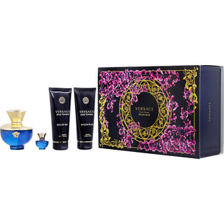 VERSACE DYLAN BLUE by Gianni Versace - EAU DE PARFUM SPRAY 3.4 OZ & BODY LOTION 3.4 OZ & SHOWER GEL 3.4 OZ & EAU DE PARFUM 0.17 OZ MINI