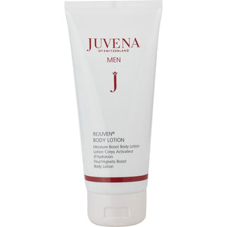 Juvena Rejuven Men Moisture Boost Body Lotion in a 6.76 oz bottle.