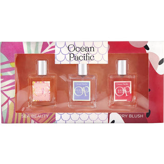 Ocean Pacific Variety 3-Piece Set with 1 oz Eau de Parfum Sprays of Sea Beauty, Mermaid Vibes, and Berry Blush. Available at fragrancedealz.com