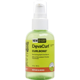 DevaCurl CurlBond Recoiling Split End Serum 3 oz bottle with sleek design.