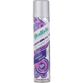 Batiste Dry Shampoo Plus Heavenly Volume 6.73oz spray can with sleek design.