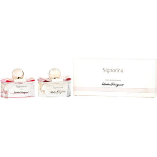 Salvatore Ferragamo Variety 2 Piece Women's Mini Variety Set with Signorina EDP and Signorina In Fiore EDT, both 1 oz spray bottles, available at fragrancedealz.com