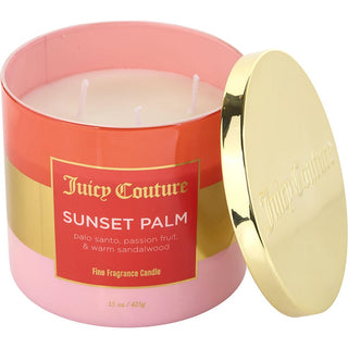 Juicy Couture Sunset Palm Candle with tropical packaging, 14.5 oz.