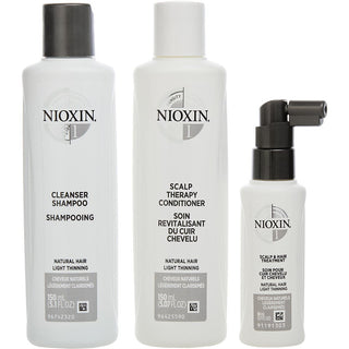 Nioxin System 1 Full Kit with Cleanser Shampoo 5 OZ, Scalp Therapy Conditioner 5 OZ, Scalp Treatment 1.7 OZ.