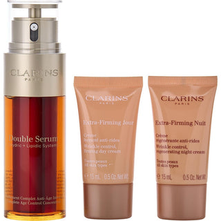 Clarins by Clarins - Double Serum 50ml + Extra-Firming Day Cream AST 15ml + Extra-Firming Night Cream AST 15ml + Double Serum Eye Sachet 0.9ml