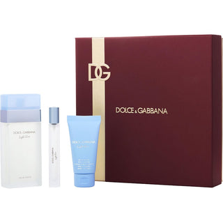 D & G LIGHT BLUE by Dolce & Gabbana - EDT SPRAY 3.4 OZ & BODY CREAM 1.6 OZ & EDT TRAVEL SPRAY 0.33 OZ