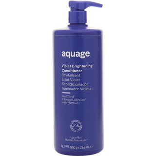 Aquage Violet Brightening Conditioner 33.8oz - Conditioner with violet pigments to neutralize brassy tones and enhance blonde and silver hair.